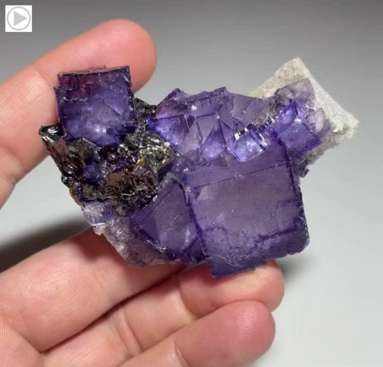 Fluorite with Sphalerite from Elmwood Mine, Carthage, Tennessee, USA [db_pics/pics/LP526.mp4]