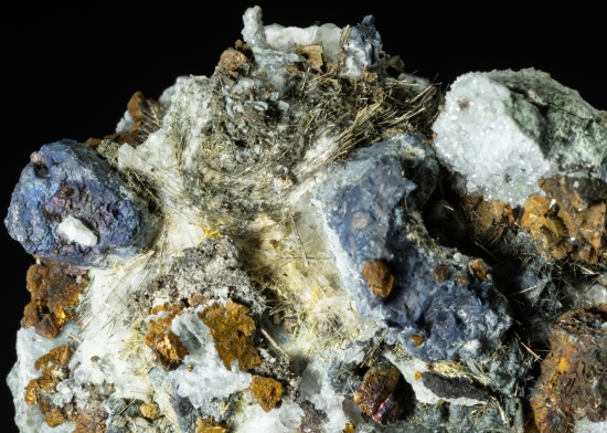 Millerite on Calcite from Sheefry Mine, Co. Mayo, Ireland [db_pics/pics/LV202b.jpg]