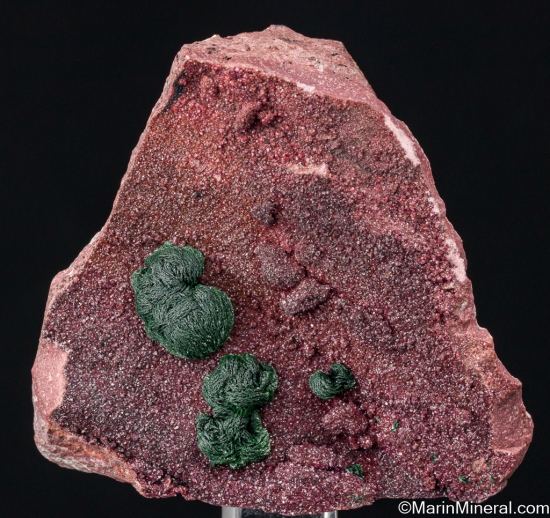 Malachite on Cobaltian Calcite from Kolwezi Mining District, Lualaba, DR Congo [db_pics/pics/ST368a.jpg]