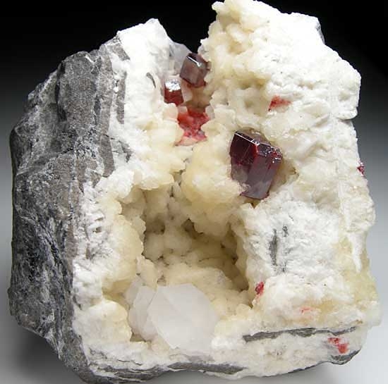 Cinnabar on Dolomite with Quartz from Tongren, Guizhou Prov., China [db_pics/pics/a454a.jpg]