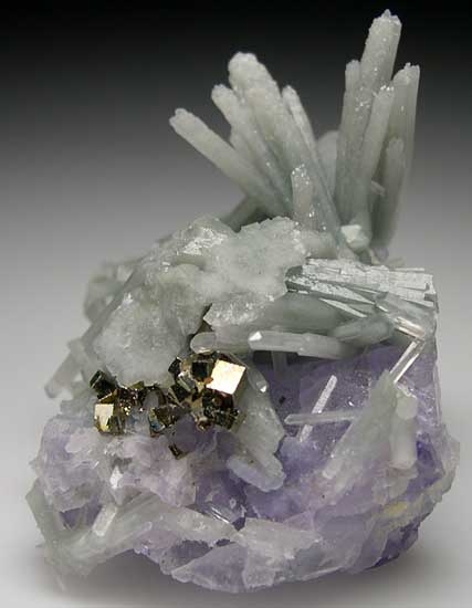 Green Quartz, Pyrite, on Fluorite from Shangbao Mine, Hunan Prov., China [db_pics/pics/a634b.jpg]
