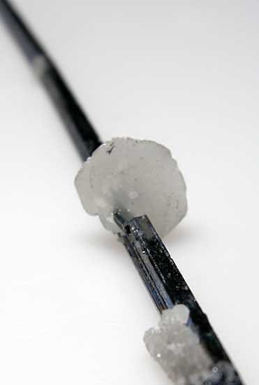 Calcite on Stibnite from Henan Prov., China [db_pics/pics/a675c.jpg]