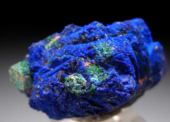 Malachite after Cuprite on Azurite from Blue Mine, Chessy, Rhone-Alpes, France [db_pics/pics/e657d.jpg]