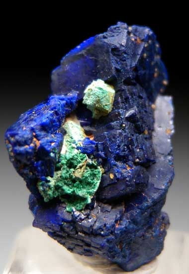 Malachite after Cuprite on Azurite from Blue Mine, Chessy, Rhone-Alpes, France [db_pics/pics/e668b.jpg]