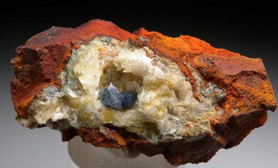 Scorodite on Selenite from Mina Oujela, Mapimi, Durango, Mexico [db_pics/pics/fm996a.jpg]