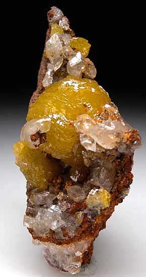 Adamite with Calcite from Mina Oujela, Mapimi, Durango, Mexico [db_pics/pics/na810a.jpg]