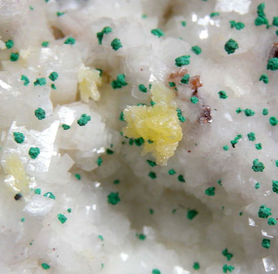 Mimetite, Malachite on Dolomite from Tsumeb, Namibia [db_pics/pics/p279e.jpg]