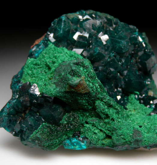 Dioptase with Malachite from Kapata Mine, Kolwezi, Lualaba, DR Congo [db_pics/pics/p284b.jpg]