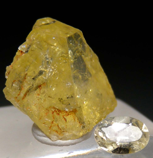 Rhodizite rough and cut set from Ampasogona pegmatite, Andrembesoa, Betafo Dist., Madagascar [db_pics/pics/r443b.jpg]