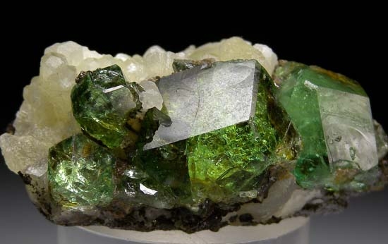 Tsavorite with Calcite on Graphite from Merelani Hills, Arusha, Tanzania [db_pics/pics/t619c.jpg]
